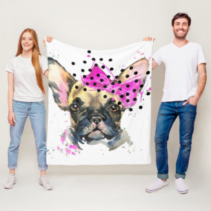 Cutie French Bull Dog Fleece Blanket