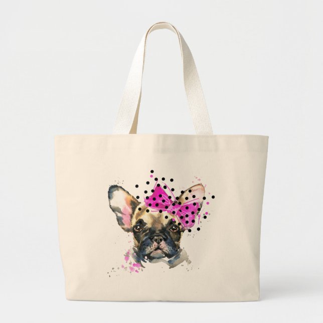 Cutie French Bull Dog Large Tote Bag (Front)