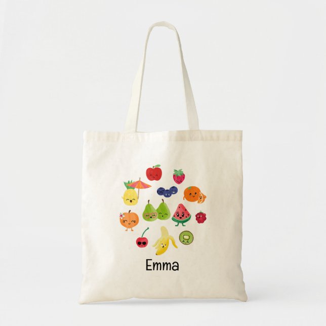 Cutie Fruit Adorable Fruit Kids Personalised Tote Bag (Front)