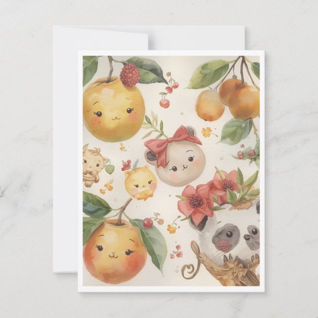 Cutie Fruitie Flat Note Card (Front)