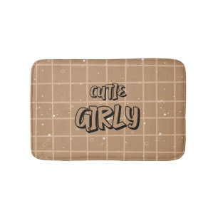 Cutie Girly Brown Gingham Bath Mat