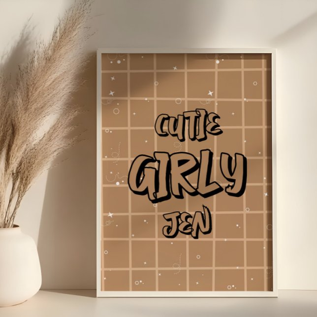 Cutie Girly Brown Gingham Wall Art (Creator Uploaded)