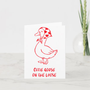 Cutie Goose Valentine Hearts Bandanna Cute Barnyar Card