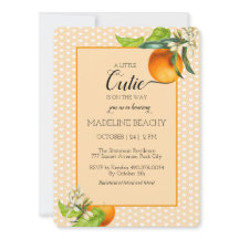Cutie Is On The Way Orange Baby Shower Invitation