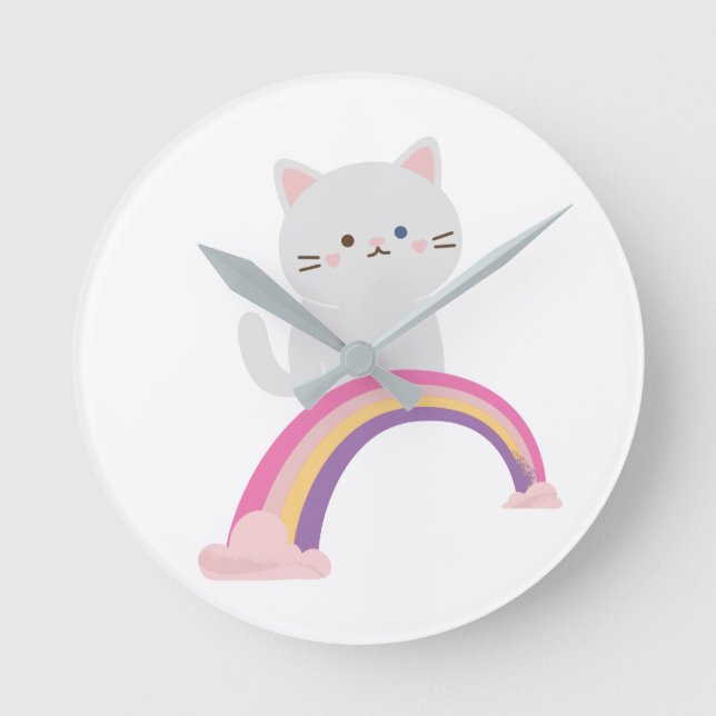 Cutie Kitten Cat Round Clock (Front)