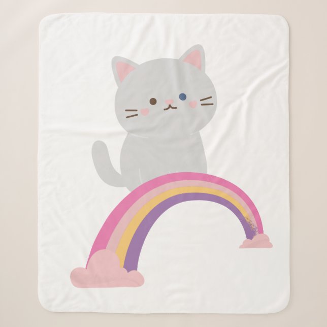 Cutie Kitten Cat    Sherpa Blanket (Front)