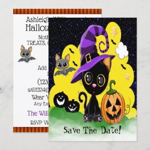 Cutie Kitty FUN Halloween Party Invitation