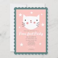 Cutie Kitty Pink Green Purple Stars Birthday