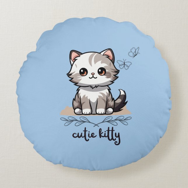 Cutie Kitty Round Pillow (Front)