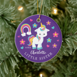 Cutie Little Sister Unicorn Christmas Ornament