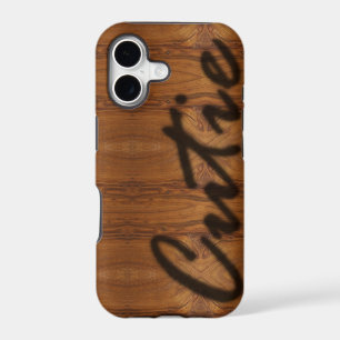 Cutie Modern Script Large font Wood Grain Look
