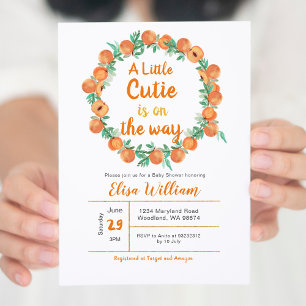 Cutie On the Way Citrus Baby Shower Invitation