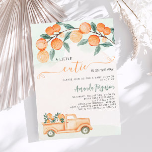 Cutie on the way oranges watercolored baby shower invitation
