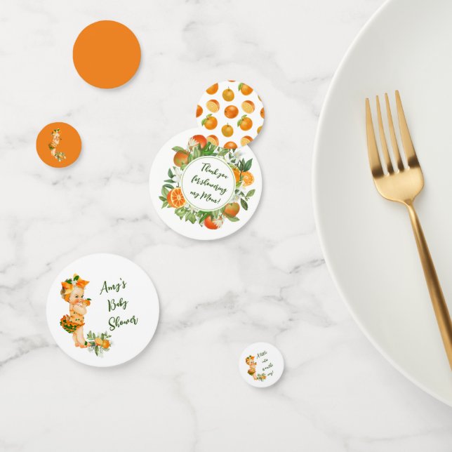 Cutie orange baby shower confetti, Girl shower Confetti (Group)
