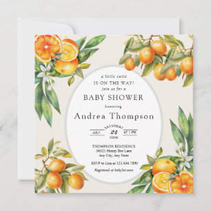 Cutie Orange Baby Shower Invitation