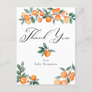 Cutie    Orange Baby Shower Thank You Postcard