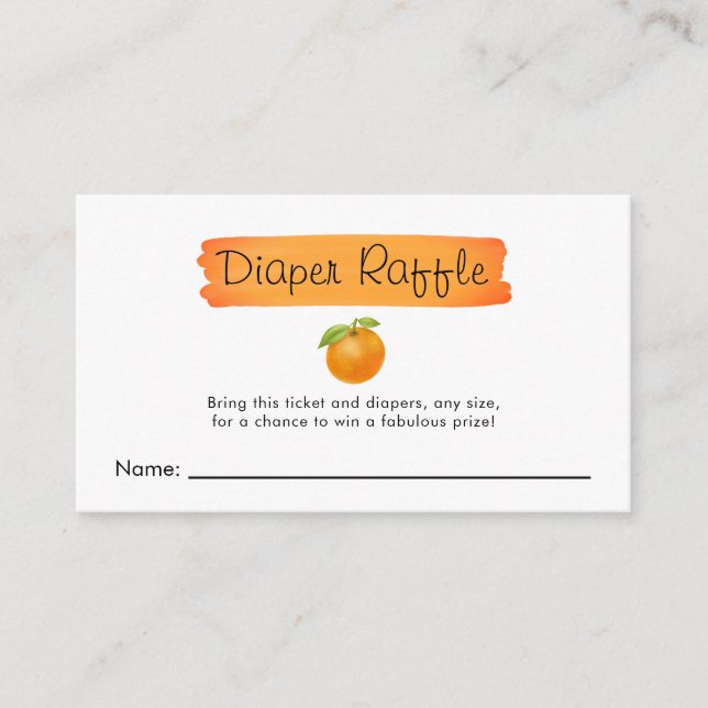 Cutie Orange Citrus Baby Shower Diaper Raffle Enclosure Card (Front)