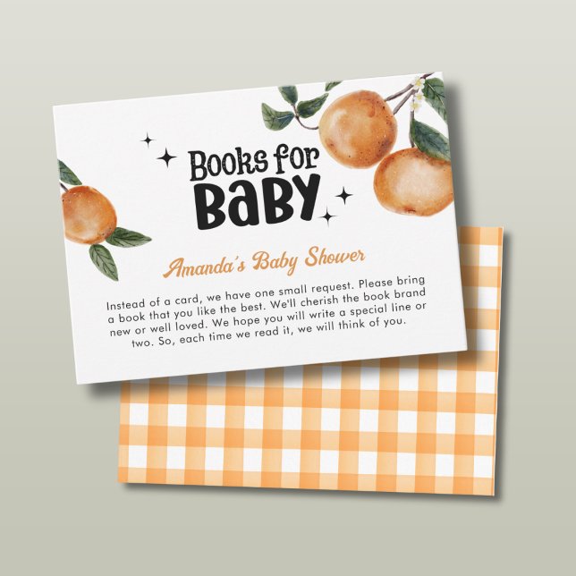 Cutie Orange Citrus Books for Baby Shower Enclosure Card (Creator Uploaded)