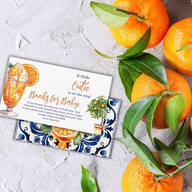 Cutie Orange Citrus Summer Book Baby Shower Game Enclosure Card (Creator Uploaded)