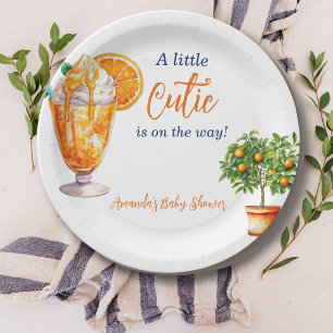 Cutie Orange Citrus Summer Ice Cream Baby Shower Paper Plate