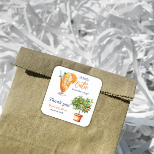 Cutie Orange Citrus Summer Ice Cream Baby Shower Square Sticker