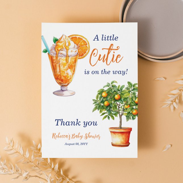 Cutie Orange Citrus Summer Ice Cream Baby Shower Thank You Card (Creator Uploaded)