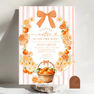 Cutie Orange Floral Coquette Baby Shower Invitation