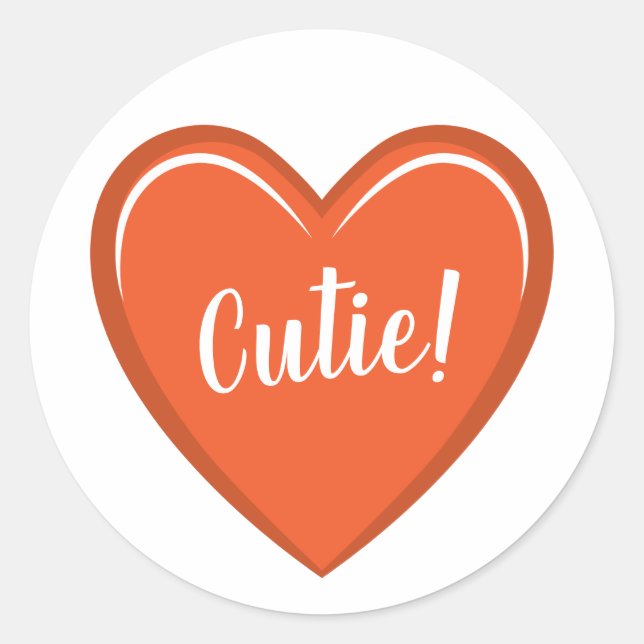 Cutie Orange Heart Graphic Classic Round Sticker (Front)