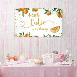 Cutie Orange Tangerine Baby Shower Backdrops Banner
