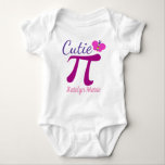 Cutie Pi Cute Funny Math Pun Baby Bodysuit<br><div class="desc">Adorable math pun baby bodysuit with "Cutie Pie" replaced with the symbol for pi. This cute girl tee features Cutie Pie with a pretty butterfly for a child who loves mathematical jokes. A beautiful gift for a math teacher expecting an infant.</div>