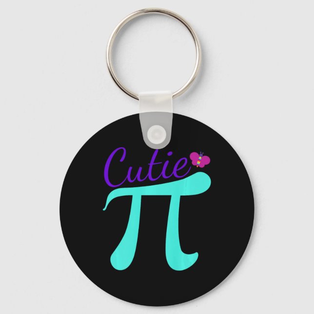 Cutie Pi - Cute Math Pun Tee For Pi Day Premium  Key Ring (Front)