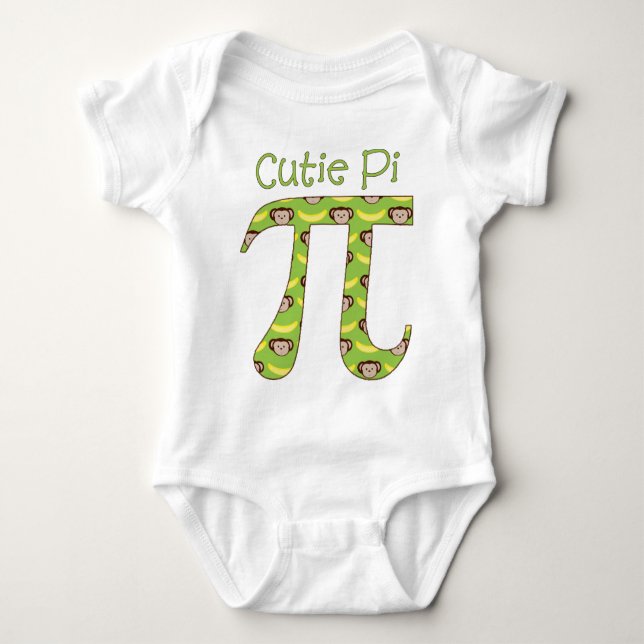 Cutie Pi Monkeys and Bananas on Green Baby Bodysuit (Front)