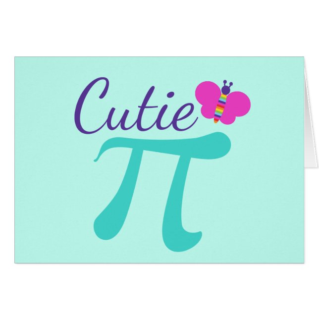 Cutie Pi Symbol Math Pun Card (Front Horizontal)