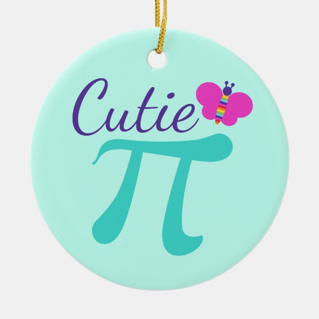 Cutie Pi Symbol Math Pun Ceramic Tree Decoration (Front)