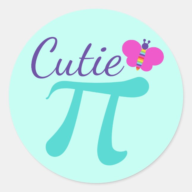 Cutie Pi Symbol Math Pun Classic Round Sticker (Front)