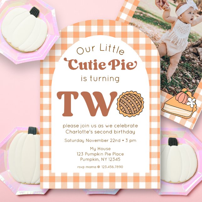 Cutie Pie 2nd Birthday Photo Invitation (Creator Uploaded)