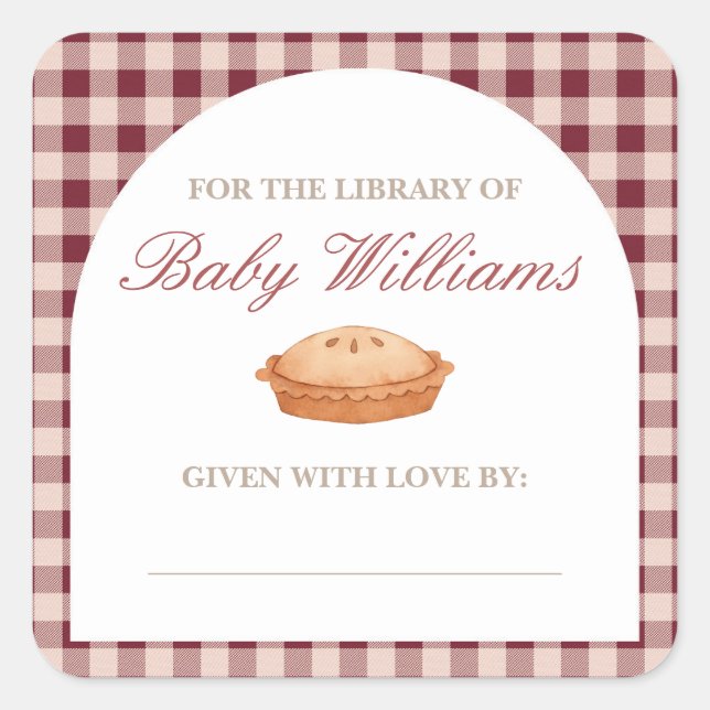 Cutie Pie Baby Shower Bookplate Sticker (Front)