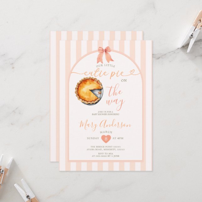 Cutie Pie Baby Shower Invitation (Front/Back In Situ)