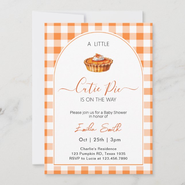  Cutie Pie Baby Shower Invitation (Front)