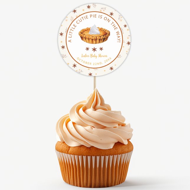 Cutie Pie Baby Shower Round Sticker (Autumn Baby Shower Favor Stickers)