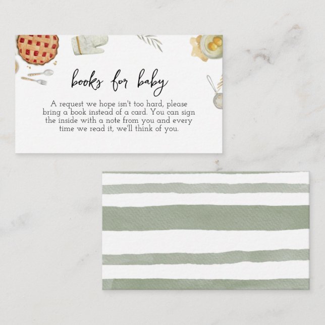 Cutie Pie Baking Books for Baby Shower  Enclosure Card (Front/Back)