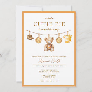 Cutie Pie Bear Boy Baby Shower Invitation