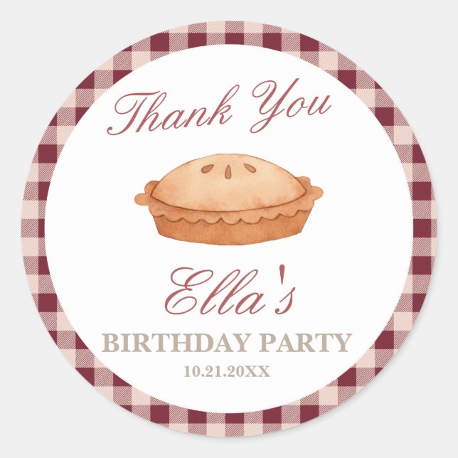Cutie Pie Birthday Round Sticker (Front)