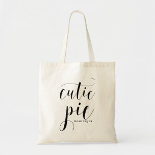 Cutie Pie Black Modern Calligraphy Personalised Tote Bag
