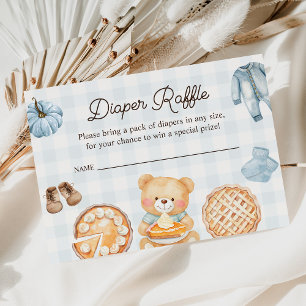 Cutie Pie Blue Fall Boy Baby Shower Diaper Raffle Enclosure Card