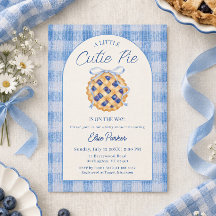 Cutie Pie Blueberry Gingham Ribbon Baby Shower