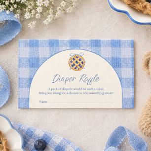 Cutie Pie Blueberry Gingham Ribbon Diaper Raffle Card