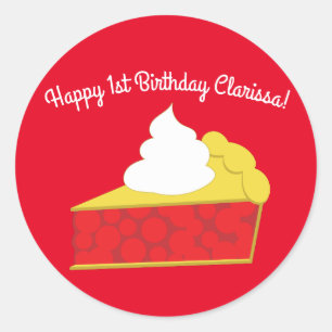 Cutie Pie Cherry Kid's Birthday Party Classic Round Sticker