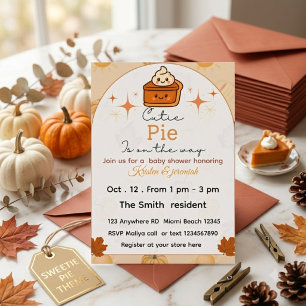 Cutie pie fall baby shower invitation