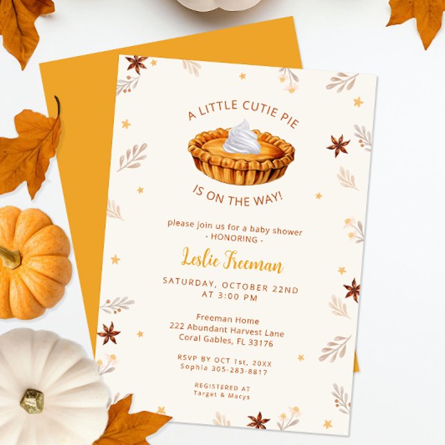 Cutie Pie Fall Baby Shower Invitation (Autumn Baby Shower Invite)